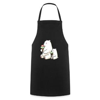 Père et fils Ours polaire avec crème glacée au chocolat à la fraise - Tablier de cuisine - noir - Devant - AI Model Male 185 dark (185cm)