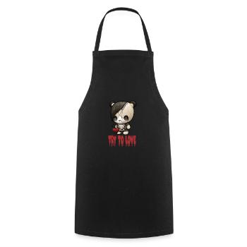 Goth Emo - Cooking Apron - black - Front - AI Model Male 185 dark (185cm)