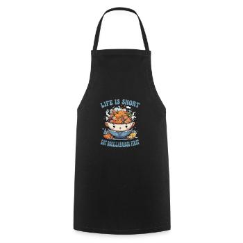 French food - Cooking Apron - black - Front - AI Model Male 185 dark (185cm)