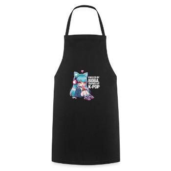 K pop und bubble Tea - Kochschürze - Schwarz - Vorne - AI Model Male 185 dark (185cm)