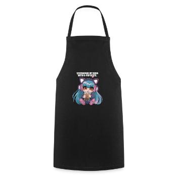 K pop und bubble Tea - Kochschürze - Schwarz - Vorne - AI Model Male 185 dark (185cm)