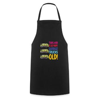 Garbage truck birthday boy 3 - Cooking Apron - black - Front - AI Model Male 185 dark (185cm)