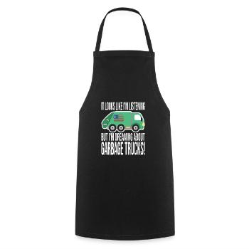 Garçon d’anniversaire de camion à ordures - Tablier de cuisine - noir - Devant - AI Model Male 185 dark (185cm)