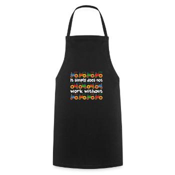 It doesn't work without a tractor - Cooking Apron - black - Front - AI Model Male 185 dark (185cm)