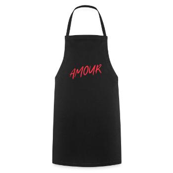 "Amour" rot, Design T-Shirt - Kochschürze - Schwarz - Vorne - AI Model Male 185 dark (185cm)