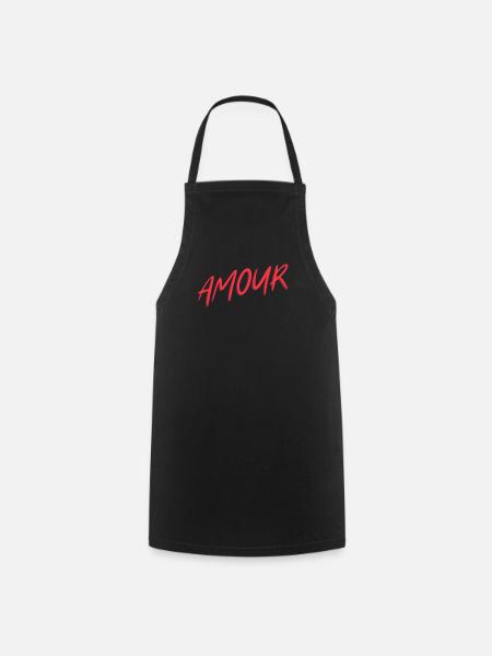 "Amour" rot, Design T-Shirt - Kochschürze - Schwarz