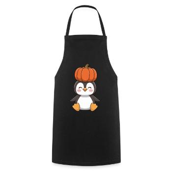 Cute Halloween Penguin Pumpkin Cartoon - Cooking Apron - black - Front - AI Model Male 185 dark (185cm)