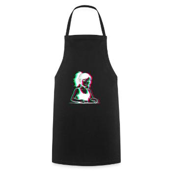 EDM - DJane - Glitch Rave Style - Cooking Apron - black - Front - AI Model Male 185 dark (185cm)