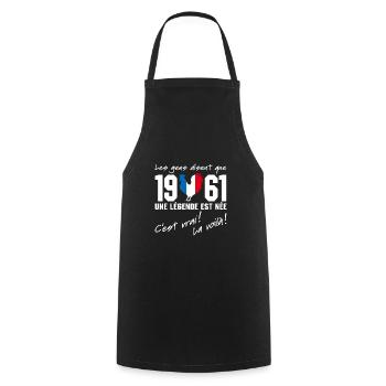 Né en 1961 - Coq aux couleurs françaises - Tablier de cuisine - noir - Devant - AI Model Male 185 dark (185cm)