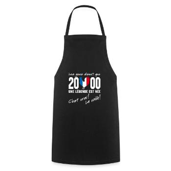 Né en 2000 - Coq aux couleurs françaises - Tablier de cuisine - noir - Devant - AI Model Male 185 dark (185cm)
