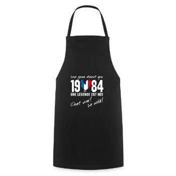 Né en 1984 - Coq aux couleurs françaises - Tablier de cuisine - noir - Devant - AI Model Male 185 dark (185cm)