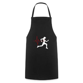 Running Girl | Race, Sports, Heartbeat, Heart - Cooking Apron - black - Front - AI Model Male 185 dark (185cm)