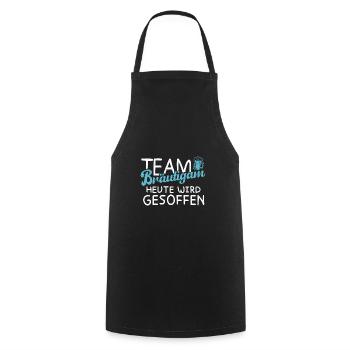 Team Bräutigam - Heute wird gesoffen - JGA - Kochschürze - Schwarz - Vorne - AI Model Male 185 dark (185cm)