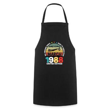 36 Years Old Made In 1988 Vintage March 1988 - Cooking Apron - black - Front - AI Model Male 185 dark (185cm)
