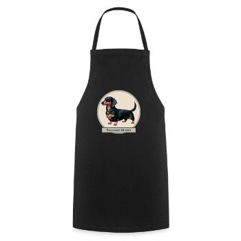 sausage guard - Wachwurst Dackel Dachshund Teckel - Kochschürze - Schwarz - Vorne - AI Model Male 185 dark (185cm)