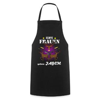 Huntress | Real women go hunting | Gifts - Cooking Apron - black - Front - AI Model Male 185 dark (185cm)