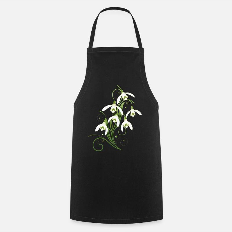 Fleurs de perce-neige. Le printemps arrive. - Tablier de cuisine - noir