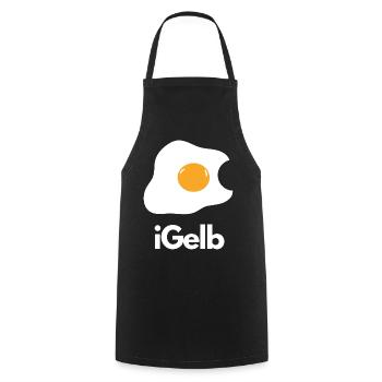 iGelb Eiertraum Frühstücksmotiv - Kochschürze - Schwarz - Vorne - AI Model Male 185 dark (185cm)