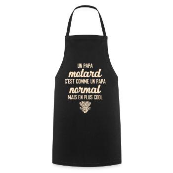 Papa motard cadeau tee shirt moto - Tablier de cuisine - noir - Devant - AI Model Male 185 dark (185cm)