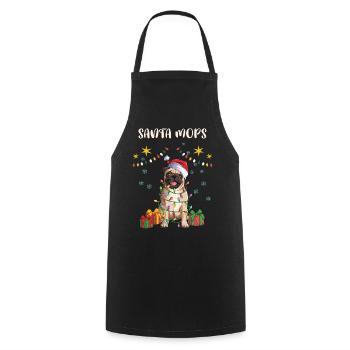 Merry Christmas Santa Mops - Weihnachtsoutfit - Kochschürze - Schwarz - Vorne - AI Model Male 185 dark (185cm)
