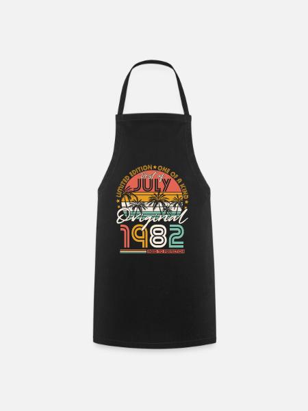 Juillet 1982 Vintage Anniversaire Rétro - Tablier de cuisine - noir