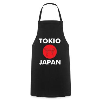Japan torii silhouette on red sun - Cooking Apron - black - Front - AI Model Male 185 dark (185cm)
