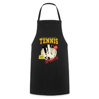 Joueur de tennis Joueur de tennis Vintage Retro - Tablier de cuisine - noir - Devant - AI Model Male 185 dark (185cm)