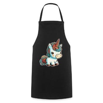 Licorne colorée douce mignonne bande dessinée bande dessinée - Tablier de cuisine - noir - Devant - AI Model Male 185 dark (185cm)
