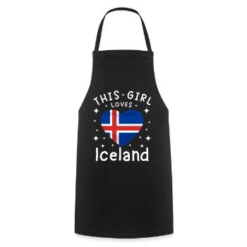 Drapeau de l’Islande Coeur Drapeau islandais Aspect utilisé - Tablier de cuisine - noir - Devant - AI Model Male 185 dark (185cm)