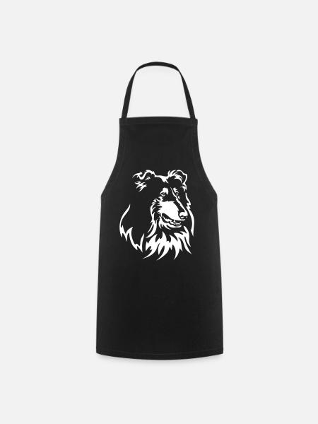 Collie Kopf "Black Edition" - Kochschürze - Schwarz