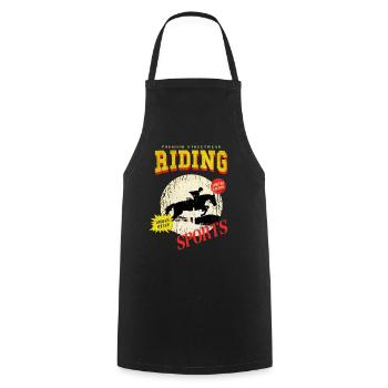 Riding Horse Rider Jumping Sport Vintage Retro - Cooking Apron - black - Front - AI Model Male 185 dark (185cm)
