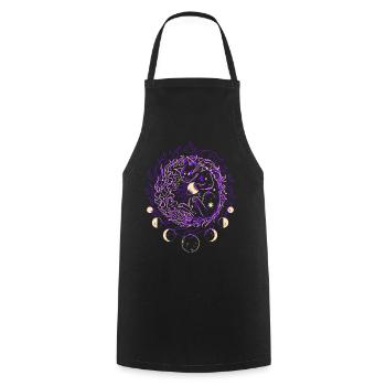 FEU COSMIQUE | Chat magique, gardien des étoiles - Tablier de cuisine - noir - Devant - AI Model Male 185 dark (185cm)