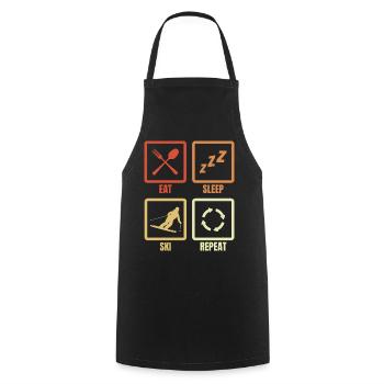 Eating, sleeping, skiing, repeating - Cooking Apron - black - Front - AI Model Male 185 dark (185cm)