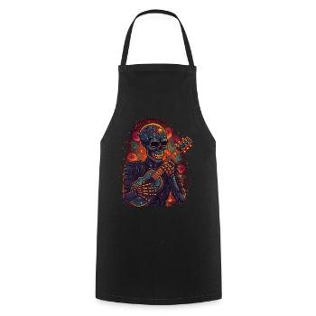 Day of the Dead Skeleton with Guitar Sugar Skull - Cooking Apron - black - Front - AI Model Male 185 dark (185cm)
