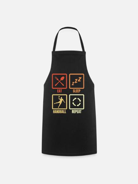 Nourriture, sommeil, handball, répétition - Tablier de cuisine - noir