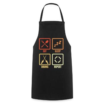 Manger, dormir, tambouriner, répéter - Tablier de cuisine - noir - Devant - AI Model Male 185 dark (185cm)