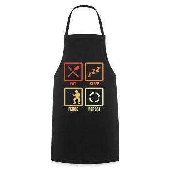 Eating, sleeping, fencing, repeating - Cooking Apron - black - Front - AI Model Male 185 dark (185cm)
