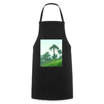 Palm trees on canvas - Cooking Apron - black - Front - AI Model Male 185 dark (185cm)