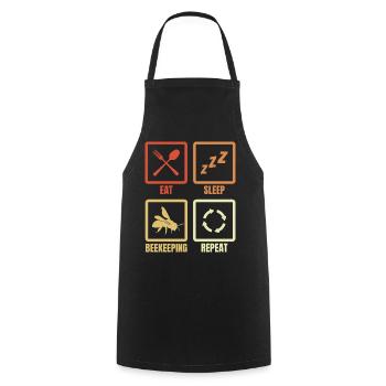 Eat Sleep Beekeeping Repeat - Kochschürze - Schwarz - Vorne - AI Model Male 185 dark (185cm)