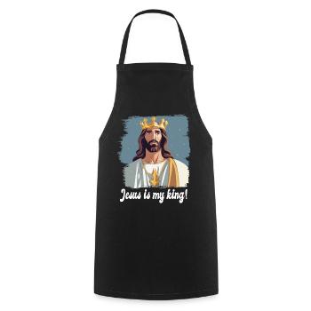 Jesus is my king Jesus Sayings - Cooking Apron - black - Front - AI Model Male 185 dark (185cm)