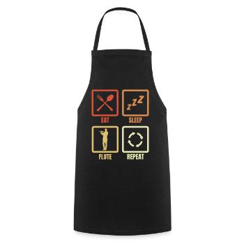 Eat Sleep Flute Repeat - Kochschürze - Schwarz - Vorne - AI Model Male 185 dark (185cm)
