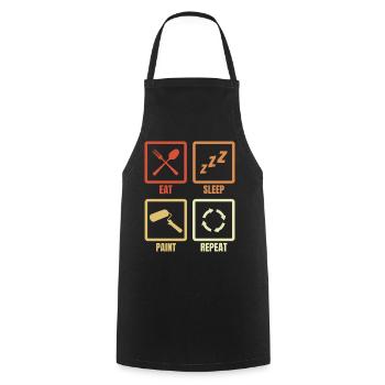 Eat Sleep Paint Repeat - Kochschürze - Schwarz - Vorne - AI Model Male 185 dark (185cm)