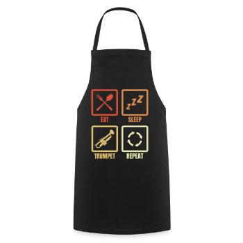 Manger Sommeil Trompette Répéter - Tablier de cuisine - noir - Devant - AI Model Male 185 dark (185cm)