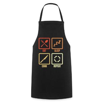 Eat Sleep Cooking Repeat - Cooking Apron - black - Front - AI Model Male 185 dark (185cm)
