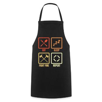 Manger, dormir, combattre le feu - Tablier de cuisine - noir - Devant - AI Model Male 185 dark (185cm)