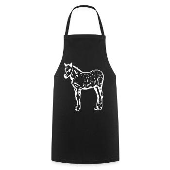 cheval blanc cheval blanc t-shirt cadeau cavalier - Tablier de cuisine - noir - Devant - AI Model Male 185 dark (185cm)
