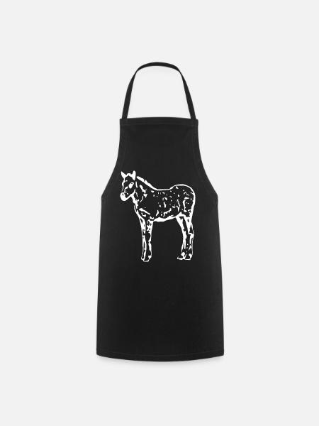 weißes Pferd weiß Pferde T-shirt Geschenk Reiter - Kochschürze - Schwarz