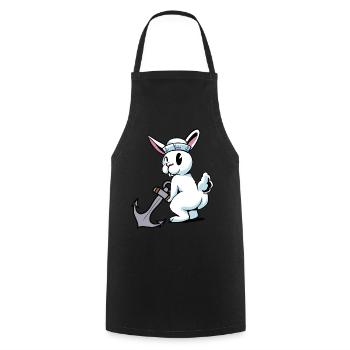 Hase Anker Seemann Kaninchen Maritim Ahoi - Kochschürze - Schwarz - Vorne - AI Model Male 185 dark (185cm)