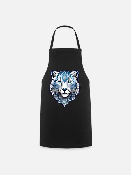 Motif mystique Mystérieux léopard des neiges - Tablier de cuisine - noir