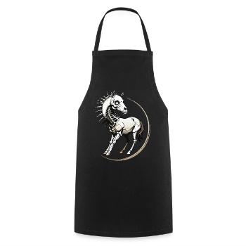 Horse Skull // Skull Horse // Riding FS0109 - Cooking Apron - black - Front - AI Model Male 185 dark (185cm)